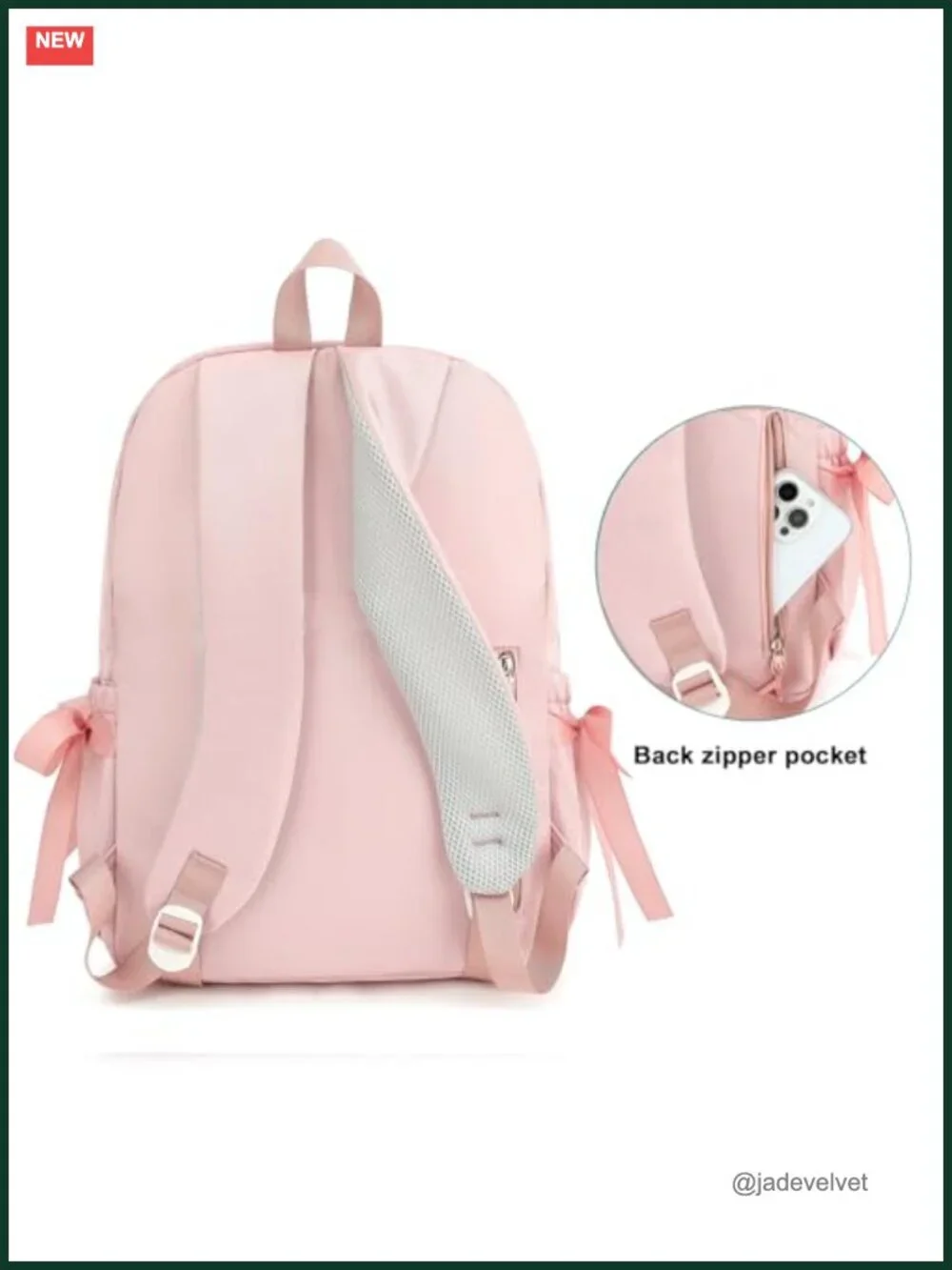 Girls Kawaii Bow Backpack - Elementary School Bookbag with Multiple Pockets